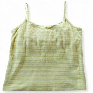 Vintage Eddie Bauer Y2K Cami Tank Top Shelf Bra Sage Green Striped M Layer BTS